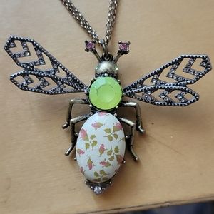 Betsy Johnson long crystal Bee necklace
